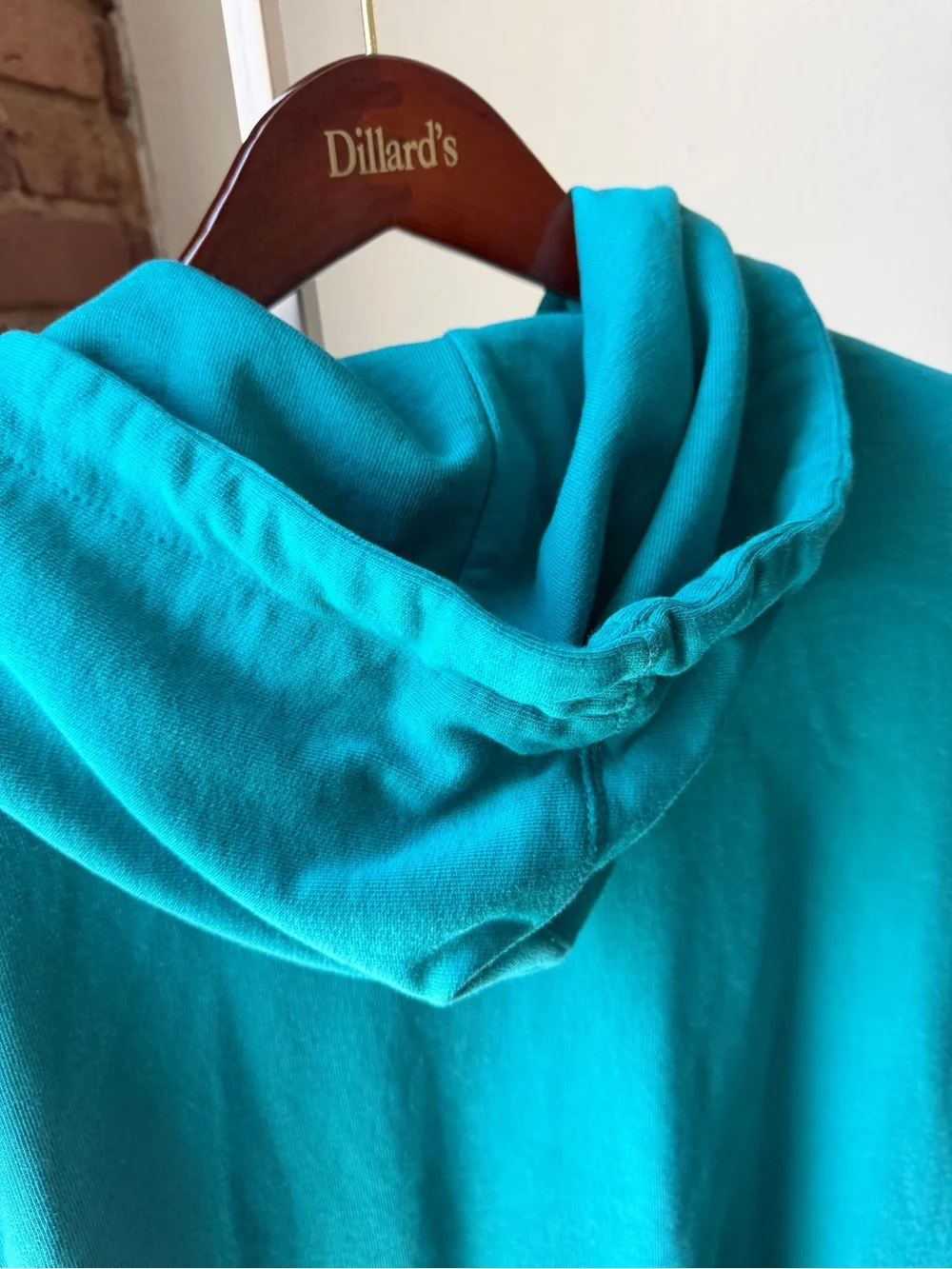 American Eagle Teal Embroidered Logo Short-Sleeve Hoodie